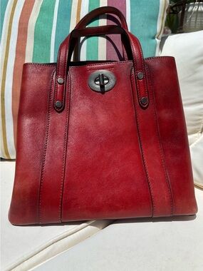 Classic LRTO Red Leather Tote Bag